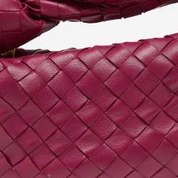 Pre Owned Bottega Veneta Magenta Intrecciato Leather Mini Jodie Hobo