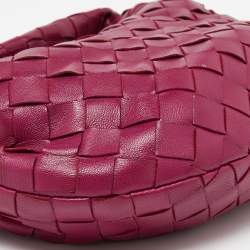 Pre Owned Bottega Veneta Magenta Intrecciato Leather Mini Jodie Hobo