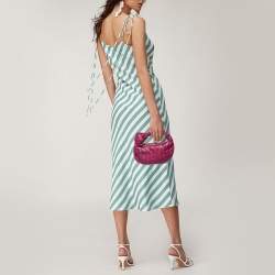 Pre Owned Bottega Veneta Magenta Intrecciato Leather Mini Jodie Hobo