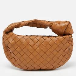 Pre Owned Bottega Veneta Brown Intrecciato Leather Mini Jodie Hobo