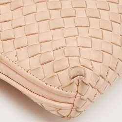 Pre Owned Bottega Veneta Peach Intrecciato Leather Nodini Crossbody Bag