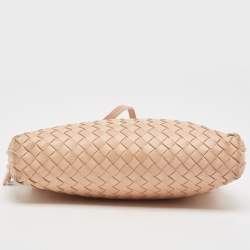 Pre Owned Bottega Veneta Peach Intrecciato Leather Nodini Crossbody Bag