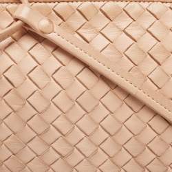 Pre Owned Bottega Veneta Peach Intrecciato Leather Nodini Crossbody Bag