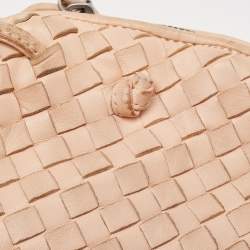 Pre Owned Bottega Veneta Peach Intrecciato Leather Nodini Crossbody Bag