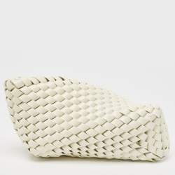 Pre Owned Bottega Veneta White Intrecciato Leather Structure Clutch