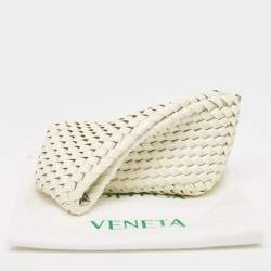 Pre Owned Bottega Veneta White Intrecciato Leather Structure Clutch