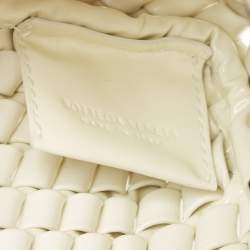 Pre Owned Bottega Veneta White Intrecciato Leather Structure Clutch