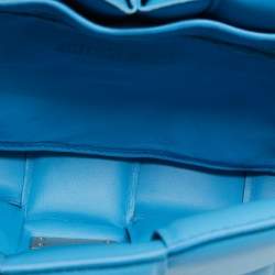 Bottega Veneta Blue Intrecciato Leather Cassette Padded Chain Bag