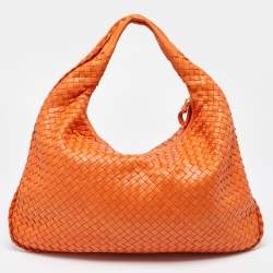 مملوكة مسبقًا Bottega Veneta Orange Intrecciato Leather Veneta Hobo