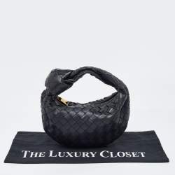 Pre Owned Bottega Veneta Black Intrecciato Leather Mini Jodie Hobo