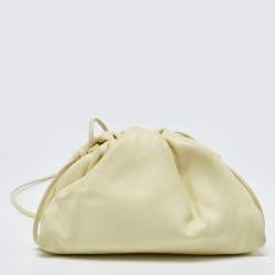 Pre Owned Bottega Veneta Light Yellow Leather Mini The Pouch Bag