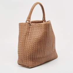 Pre Owned Bottega Veneta Brown Intrecciato Leather Large Natte Hobo