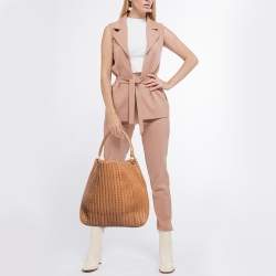 Pre Owned Bottega Veneta Brown Intrecciato Leather Large Natte Hobo