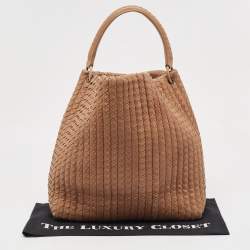 Pre Owned Bottega Veneta Brown Intrecciato Leather Large Natte Hobo