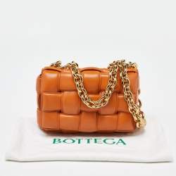 Bottega Veneta Pale Orange Leather Chain Cassette Top Handle Bag