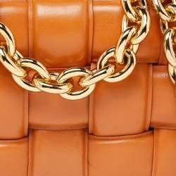 Bottega Veneta Pale Orange Leather Chain Cassette Top Handle Bag