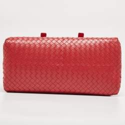 Pre Owned Bottega Veneta Red Intrecciato Leather New Boston Bag