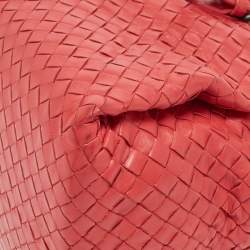 Pre Owned Bottega Veneta Red Intrecciato Leather New Boston Bag