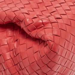 Pre Owned Bottega Veneta Red Intrecciato Leather New Boston Bag