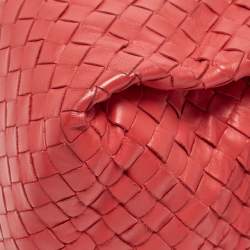 Pre Owned Bottega Veneta Red Intrecciato Leather New Boston Bag