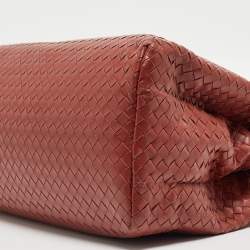 Bottega Veneta  Maroon Intrecciato Leather Medium Roma Tote