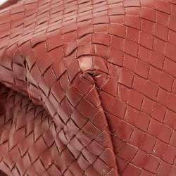 Bottega Veneta  Maroon Intrecciato Leather Medium Roma Tote