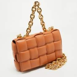 Pre Owned Bottega Veneta Brown Padded Leather Chain Cassette Shoulder Bag