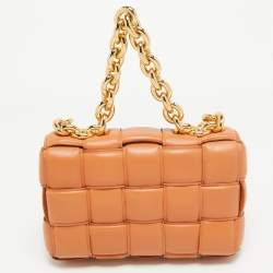 Pre Owned Bottega Veneta Brown Padded Leather Chain Cassette Shoulder Bag