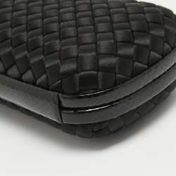 Pre Owned Bottega Veneta Black ntrecciato Satin and Watersnake Leather Knot Long Clutch