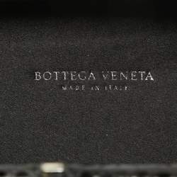 Pre Owned Bottega Veneta Black ntrecciato Satin and Watersnake Leather Knot Long Clutch