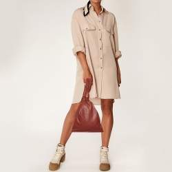 Pre Owned Bottega Veneta Rust Brown Leather BV Knotted Twist Clutch