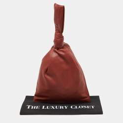 Pre Owned Bottega Veneta Rust Brown Leather BV Knotted Twist Clutch