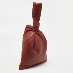 Pre Owned Bottega Veneta Rust Brown Leather BV Knotted Twist Clutch