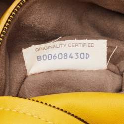 Pre Owned Bottega Veneta Yellow Lizard Turnlock Flap Top Handle Bag