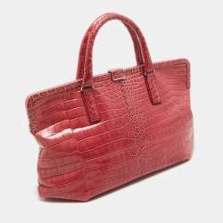 Bottega Veneta Pink Crocodile Frame Tote