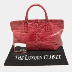 Bottega Veneta Pink Crocodile Frame Tote