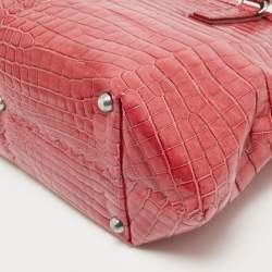 Bottega Veneta Pink Crocodile Frame Tote