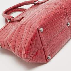 Bottega Veneta Pink Crocodile Frame Tote