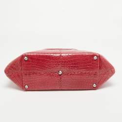 Bottega Veneta Pink Crocodile Frame Tote