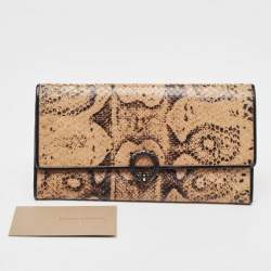 Bottega Veneta Beige/Black Python Clasp Flap Continental Wallet