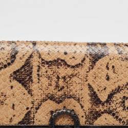 Bottega Veneta Beige/Black Python Clasp Flap Continental Wallet