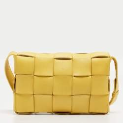 Bottega Veneta Yellow Intrecciato Leather Medium Cassette Shoulder Bag