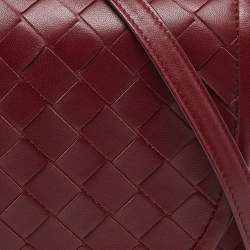 Pre Owned Bottega Veneta Red Intrecciato Leather Flap Crossbody Bag