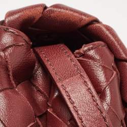 Pre Owned Bottega Veneta Burgundy Intrecciato Leather Flap Crossbody Bag