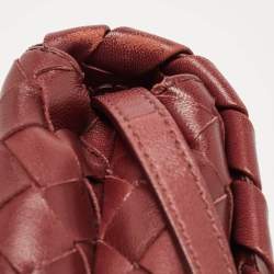 Pre Owned Bottega Veneta Burgundy Intrecciato Leather Flap Crossbody Bag