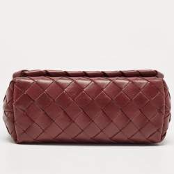 Pre Owned Bottega Veneta Burgundy Intrecciato Leather Flap Crossbody Bag