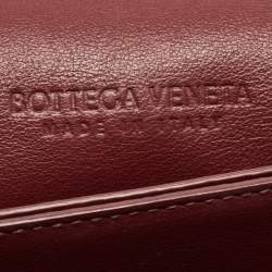 Pre Owned Bottega Veneta Burgundy Intrecciato Leather Flap Crossbody Bag