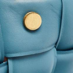 Pre Owned Bottega Veneta Blue Padded Leather Chain Cassette Shoulder Bag