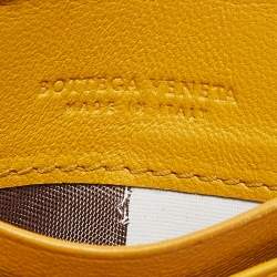 Pre Owned Bottega Veneta Mustard Intrecciato Leather Card Holder
