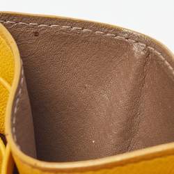 Pre Owned Bottega Veneta Mustard Intrecciato Leather Card Holder